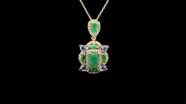 1.79 Ct Octagon Emerald 14K Gold Pendant