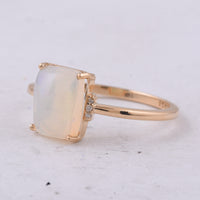 1.44 Ct Rectangle Cabochon Cut Natural Opal 14K Gold Ring