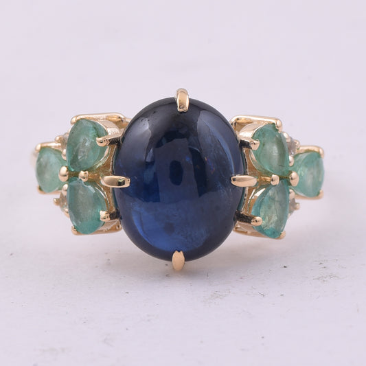 5.82 Ct Oval Sapphire 9K Gold Ring