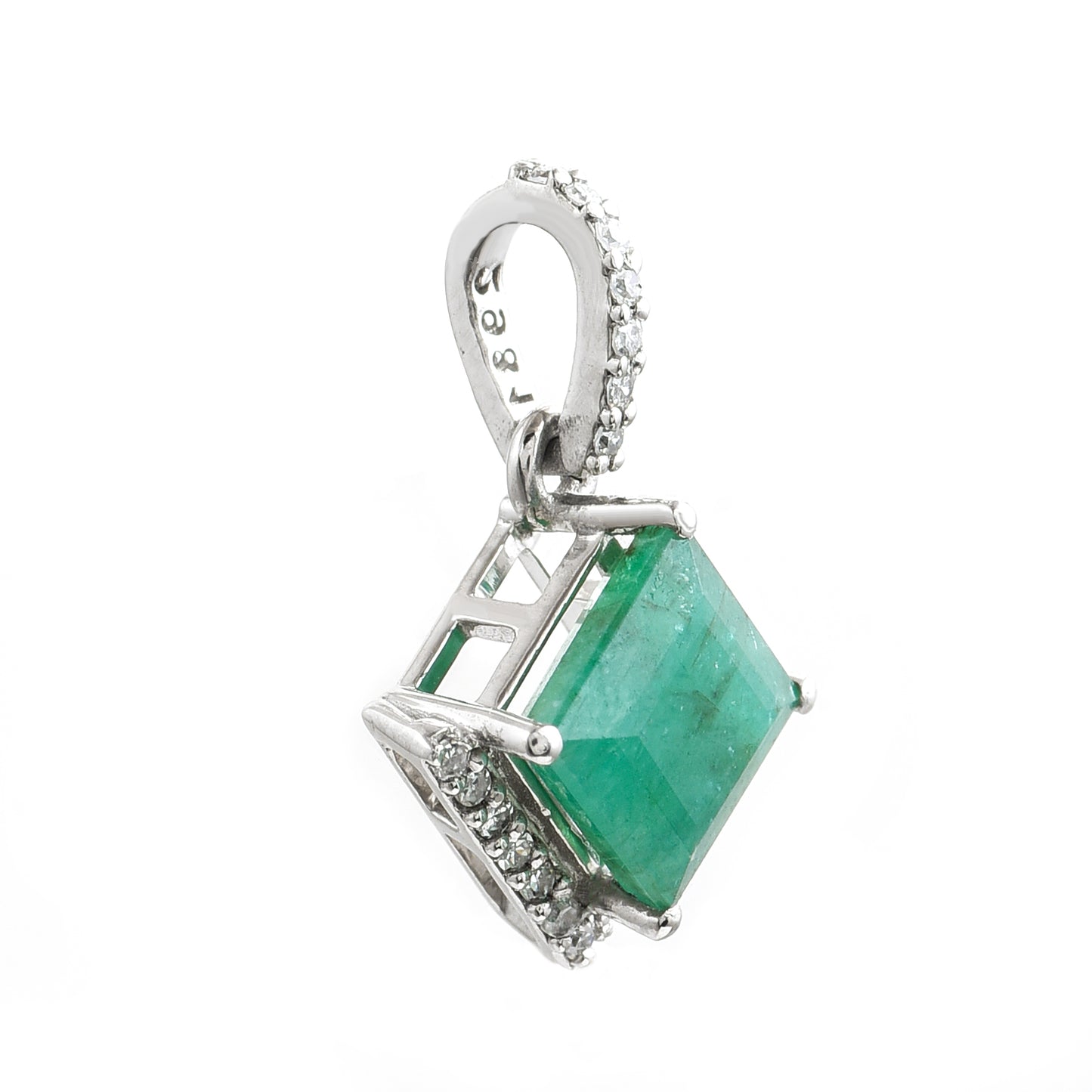 1.10 Ct Square Emerald 950 Platinum Pendant
