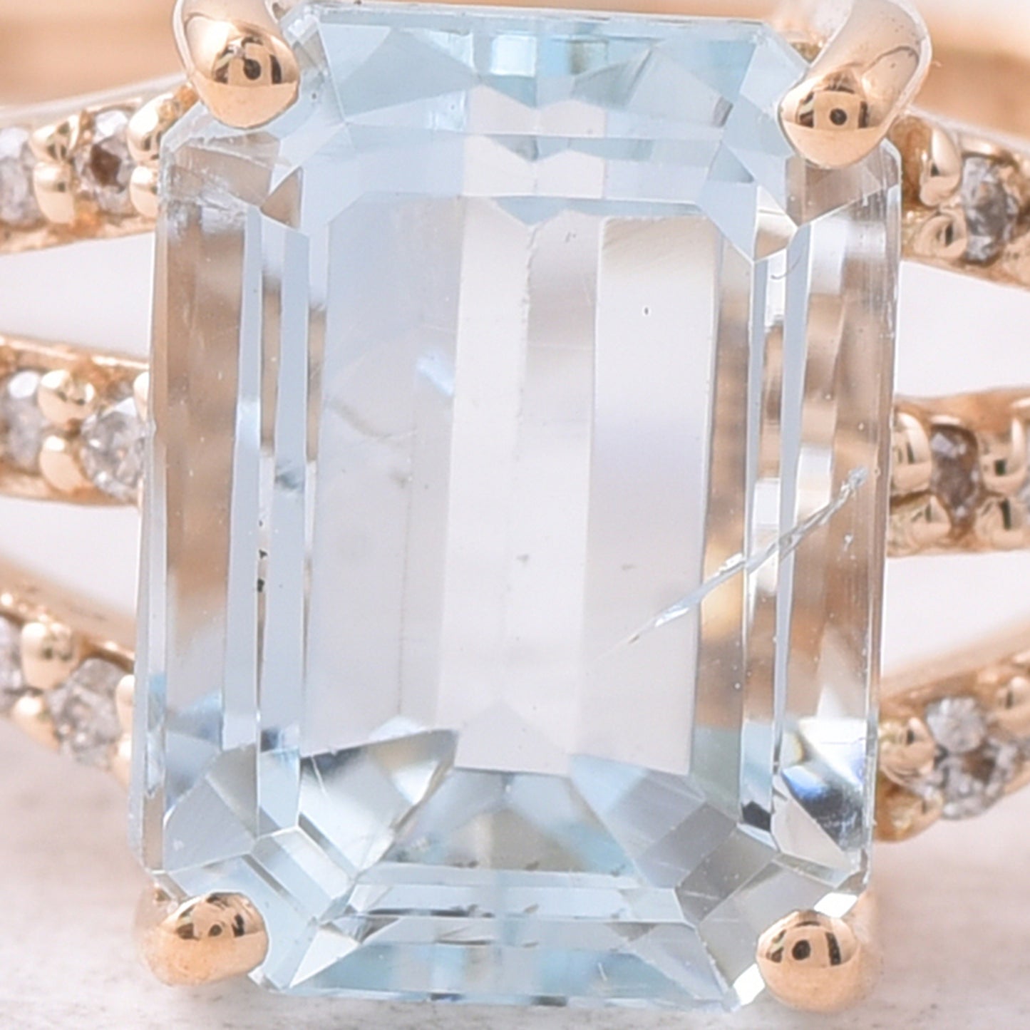 1.62 Ct Octagon Step Cut Natural Aquamarine 14K Gold Ring