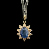 3.24 Ct Oval Mixed Cut Natural Sapphire 14K Gold Pendant