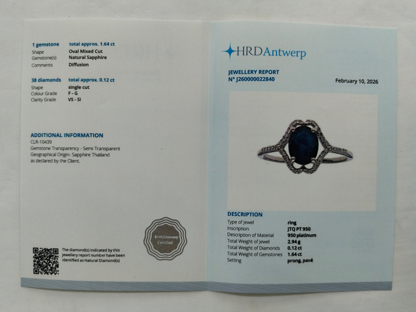 1.76 Ct Oval Mixed Cut Natural Sapphire 950 Platinum Ring