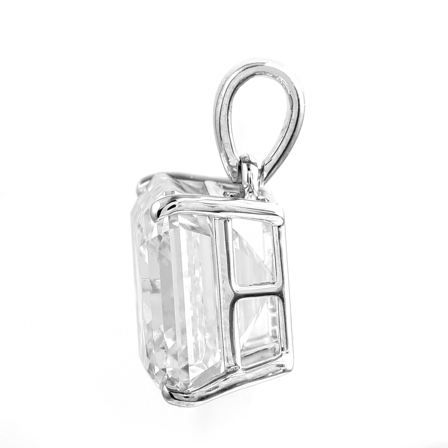 4.72 Ct Square Emerald Cut Lab Grown Diamond 14K Gold Pendant