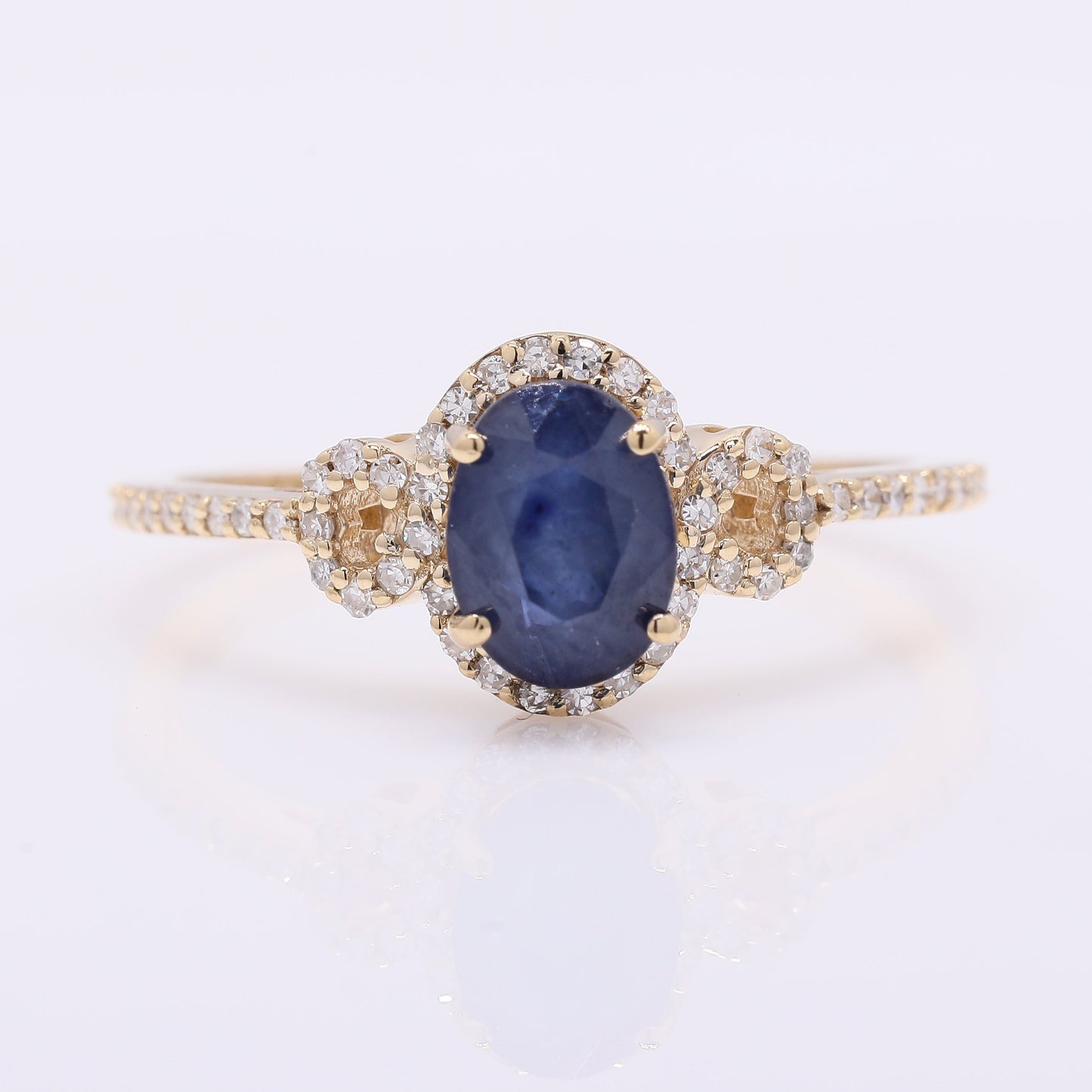 1.67 Ct Oval Mixed Cut Natural Sapphire 14K Gold Ring