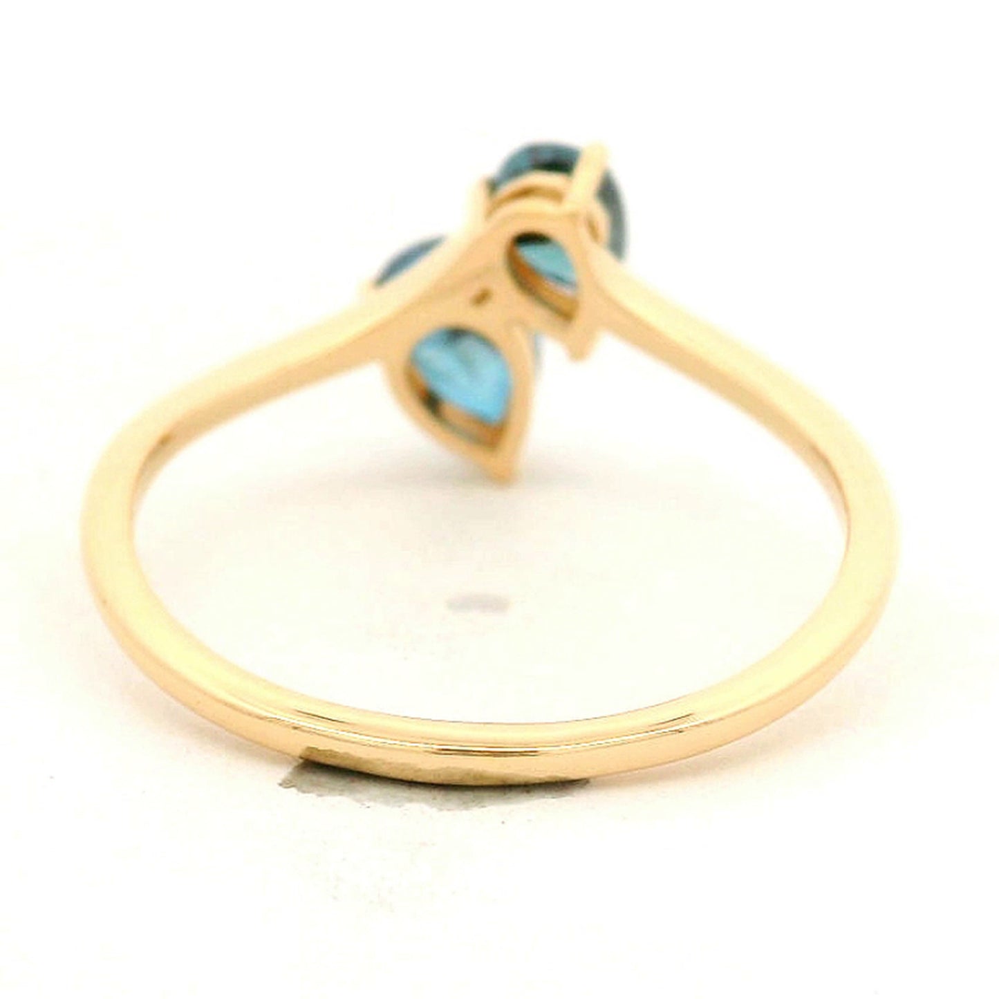 0.87 Ct Pear Blue Diamond 14K Gold Ring