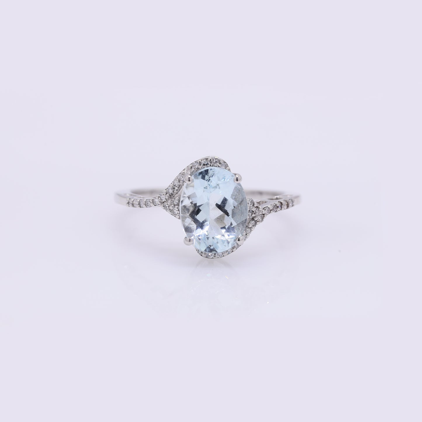 1.91 Ct Oval Mixed Cut Natural Aquamarine 950 Platinum Ring