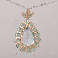 5.10 Ct Pear Aquamarine 9K Gold Pendant