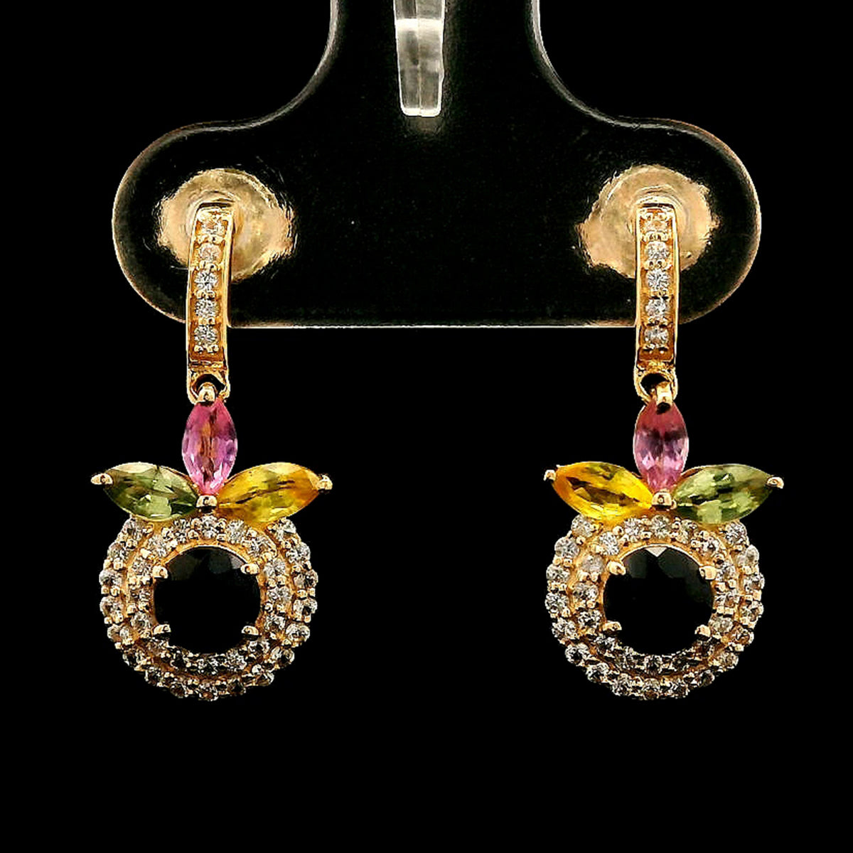 1.67 Ct Round Sapphire 14K Gold Earrings