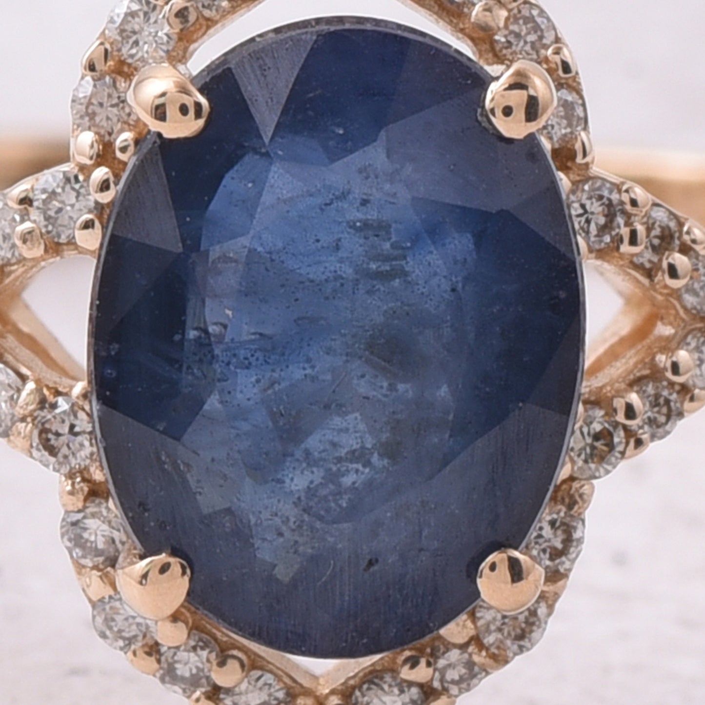 2.24 Ct Oval Mixed Cut Natural Sapphire 14K Gold Ring