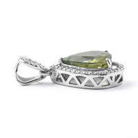 2.96 Ct Pear Mixed Cut Natural Green Sapphire 950 Platinum Pendant