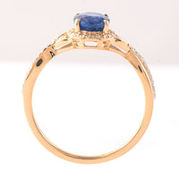 1.67 Ct Oval Mixed Cut Natural Sapphire 14K Gold Ring
