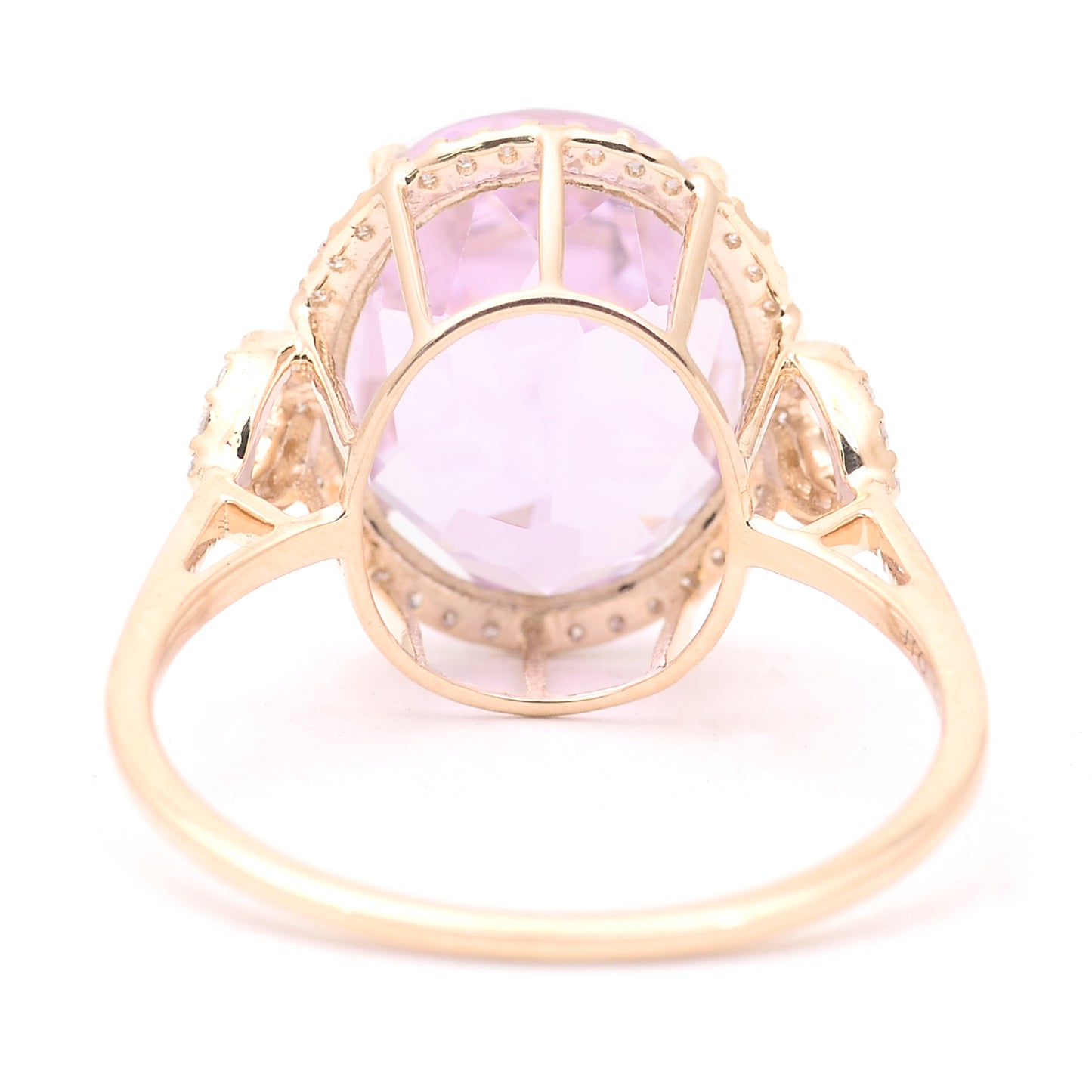 7.88 Ct Oval Mixed Cut Natural Kunzite 14K Gold Ring