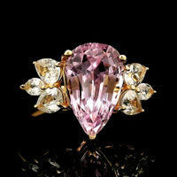 4.60 Ct Pear Kunzite 14K Gold Ring