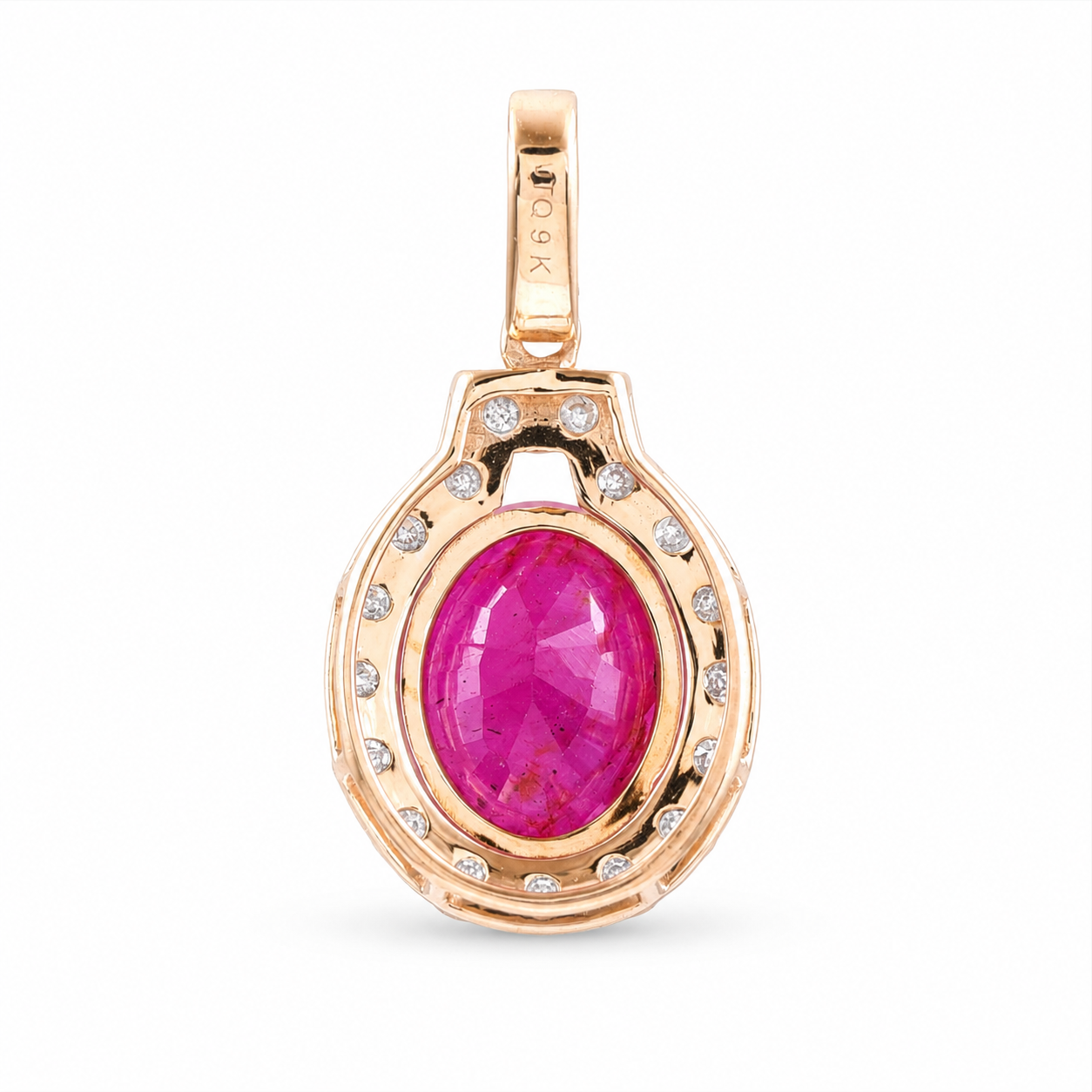 2.90 Ct Oval Ruby 9K Gold Pendant