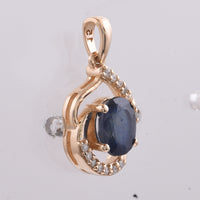 1.25 Ct Oval Natural Sapphire 14K Gold Pendant