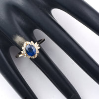 1.63 Ct Oval Mixed Cut Natural Sapphire 14K Gold Ring