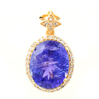 4.62 Ct Oval Mixed Cut Natural Tanzanite 14K Gold Pendant