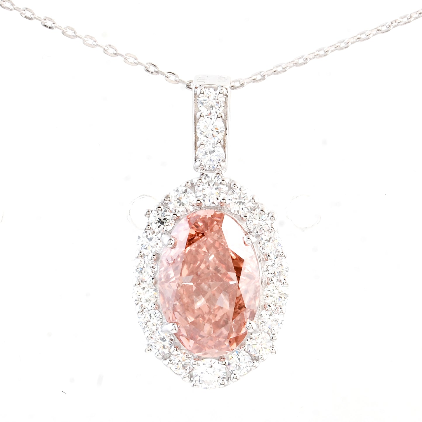 3.71 Carats Pink Lab Grown Diamond 14K Gold Pendant