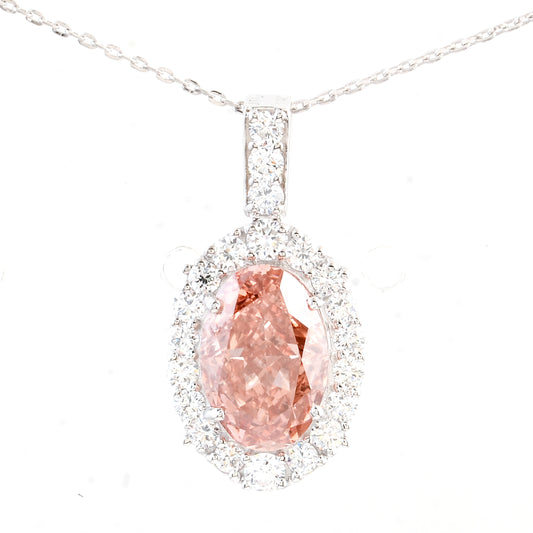 3.71 Carats Pink Lab Grown Diamond 14K Gold Pendant