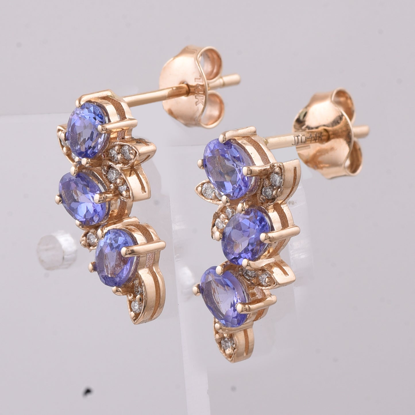 1.13 Ct Oval Natural Tanzanite 14K Gold Earrings