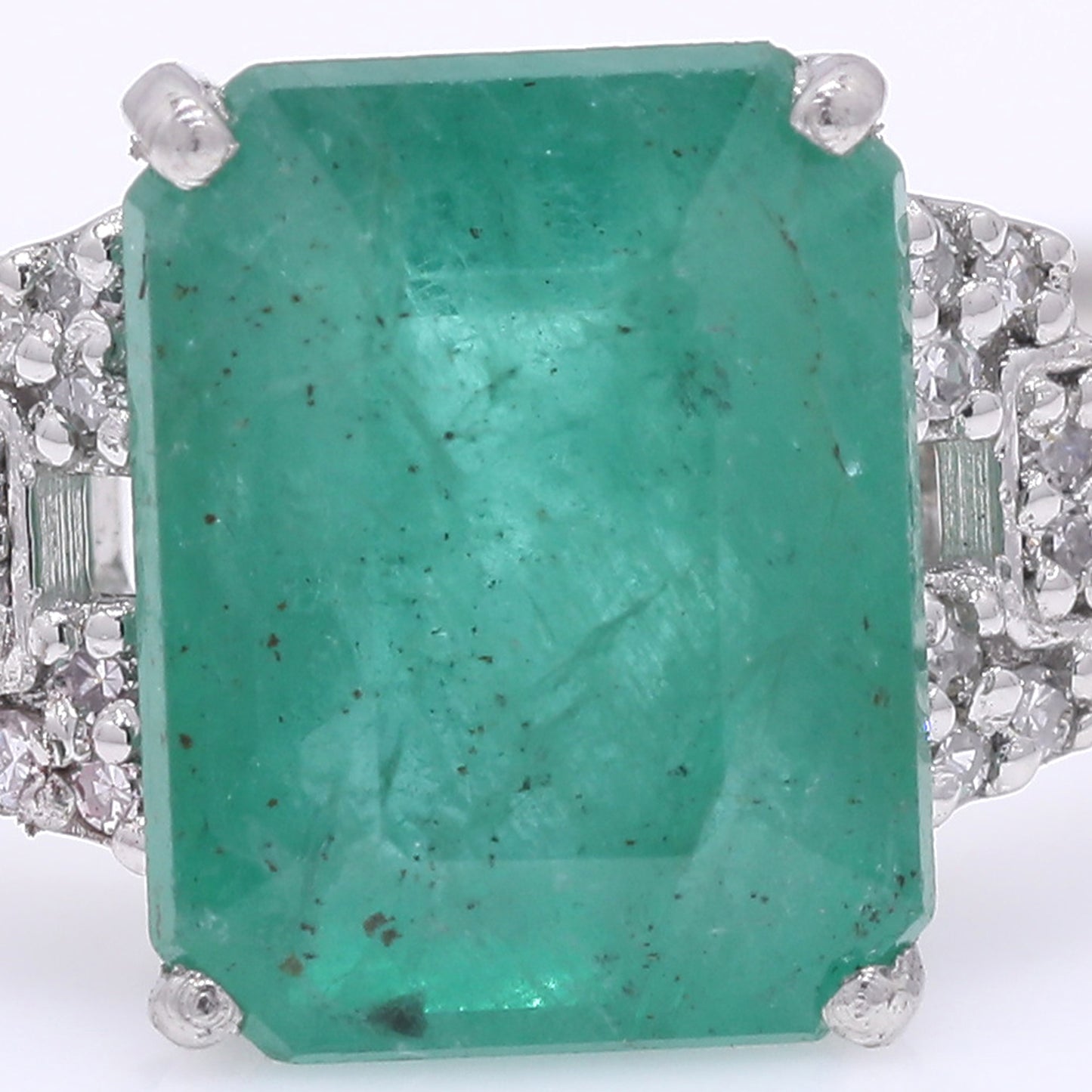 2.37 Ct Octagon Step Cut Natural Emerald 950 Platinum Ring