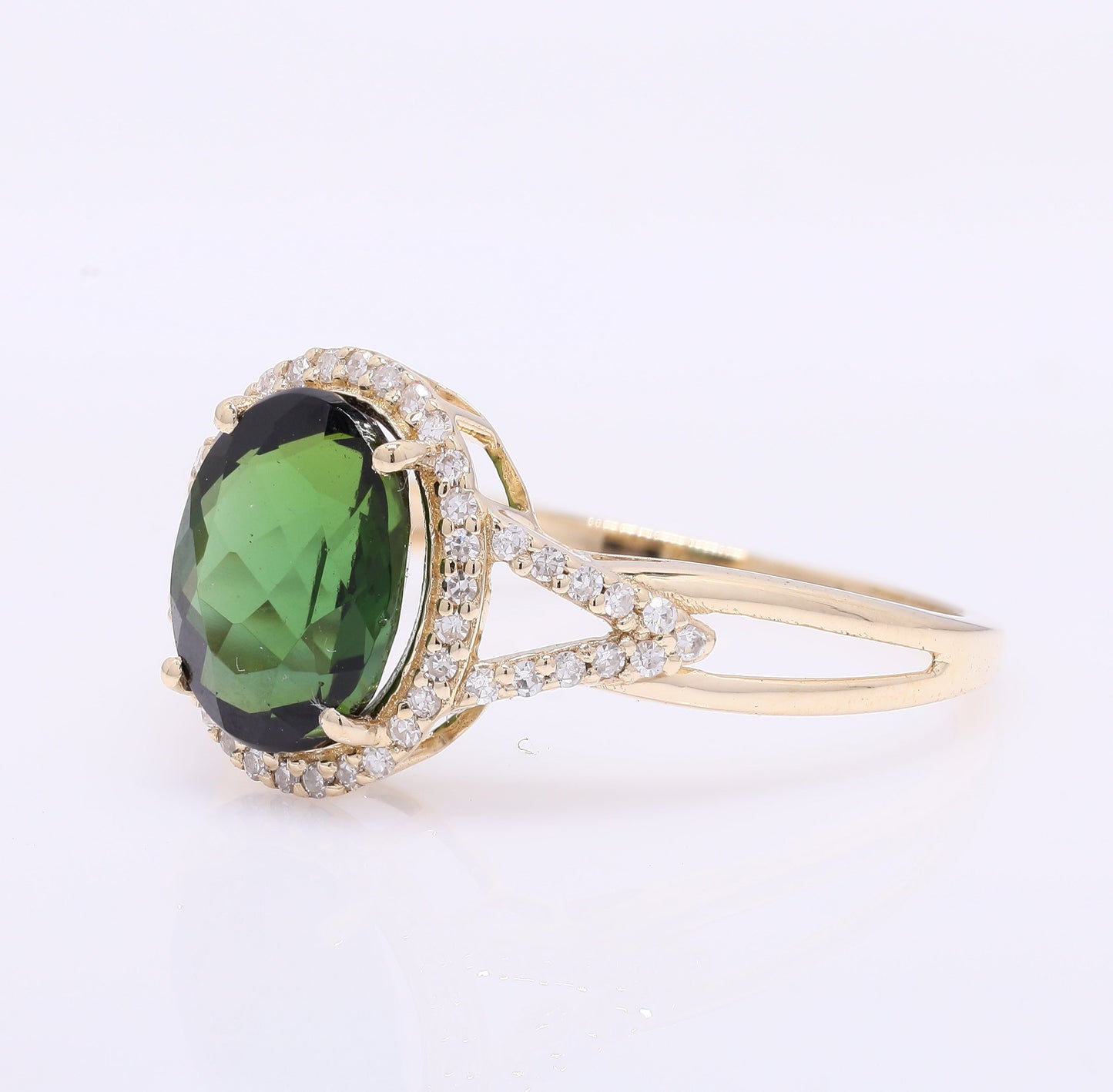 2.36 Ct Oval Mixed Cut Natural Tourmaline 14K Gold Ring