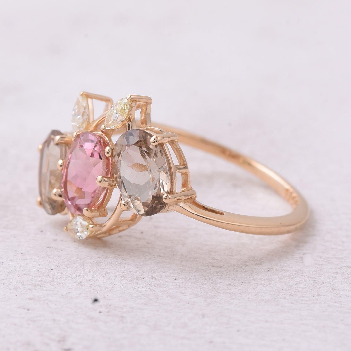2.67 Ct Oval Natural Multi-Coloured Tourmaline 14K Gold Ring