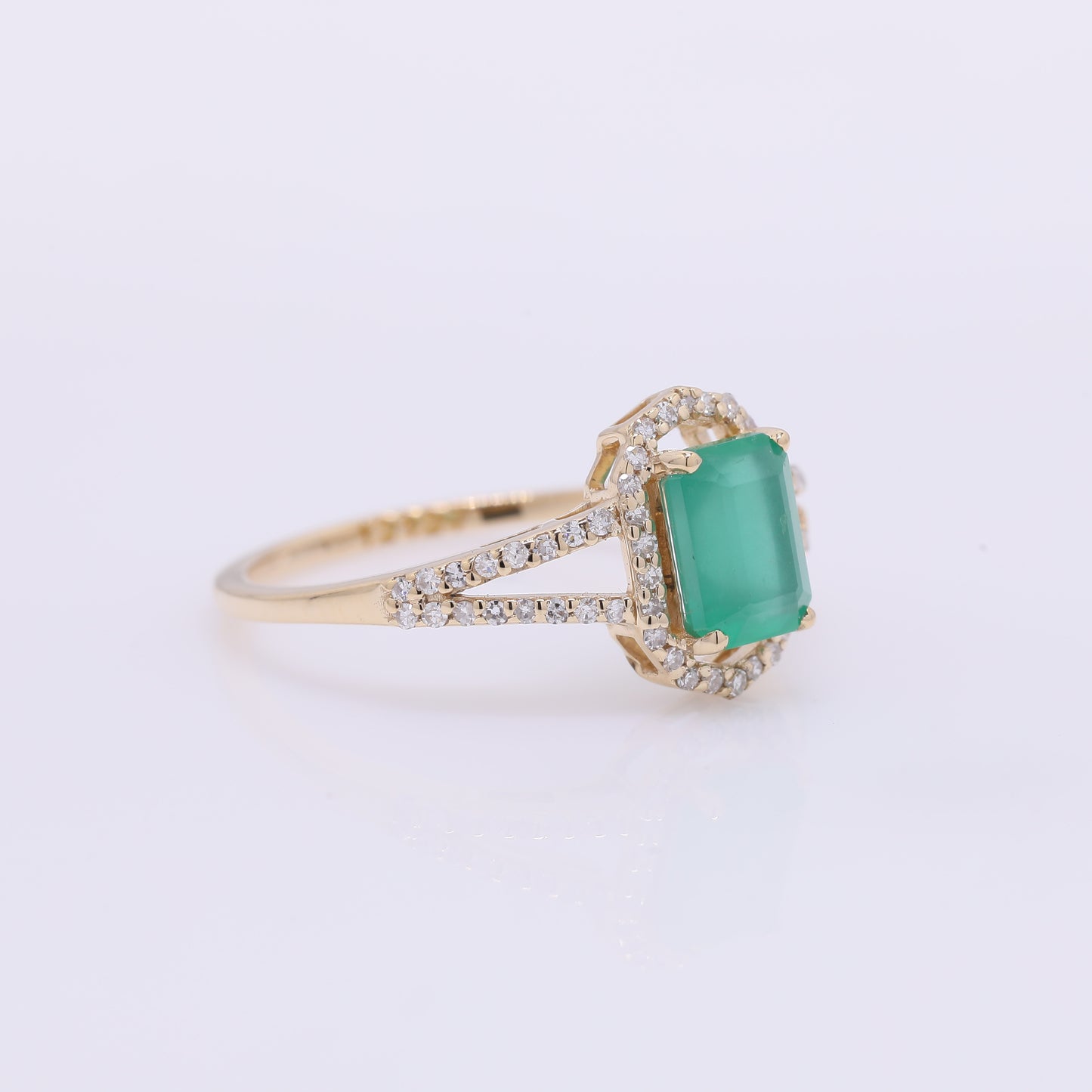 1.26 Ct Octagon Step Cut Natural Emerald 14K Gold Ring