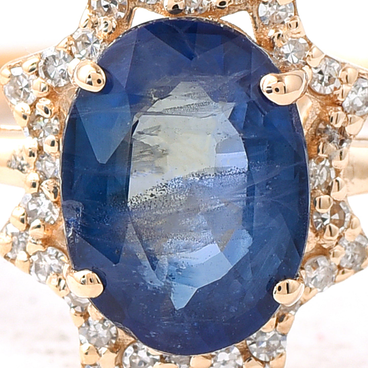 1.78 Ct Oval Mixed Cut Natural Sapphire 14K Gold Ring