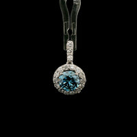 1.70 Carats Blue Lab Grown Diamond 14K Gold Pendant