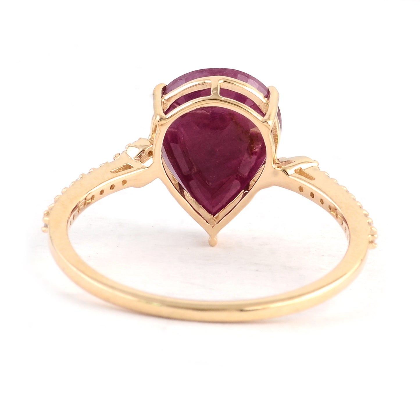 2.99 Ct Pear Mixed Cut Natural Corundum Ruby 14K Gold Ring