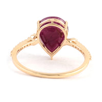 2.99 Ct Pear Mixed Cut Natural Corundum Ruby 14K Gold Ring