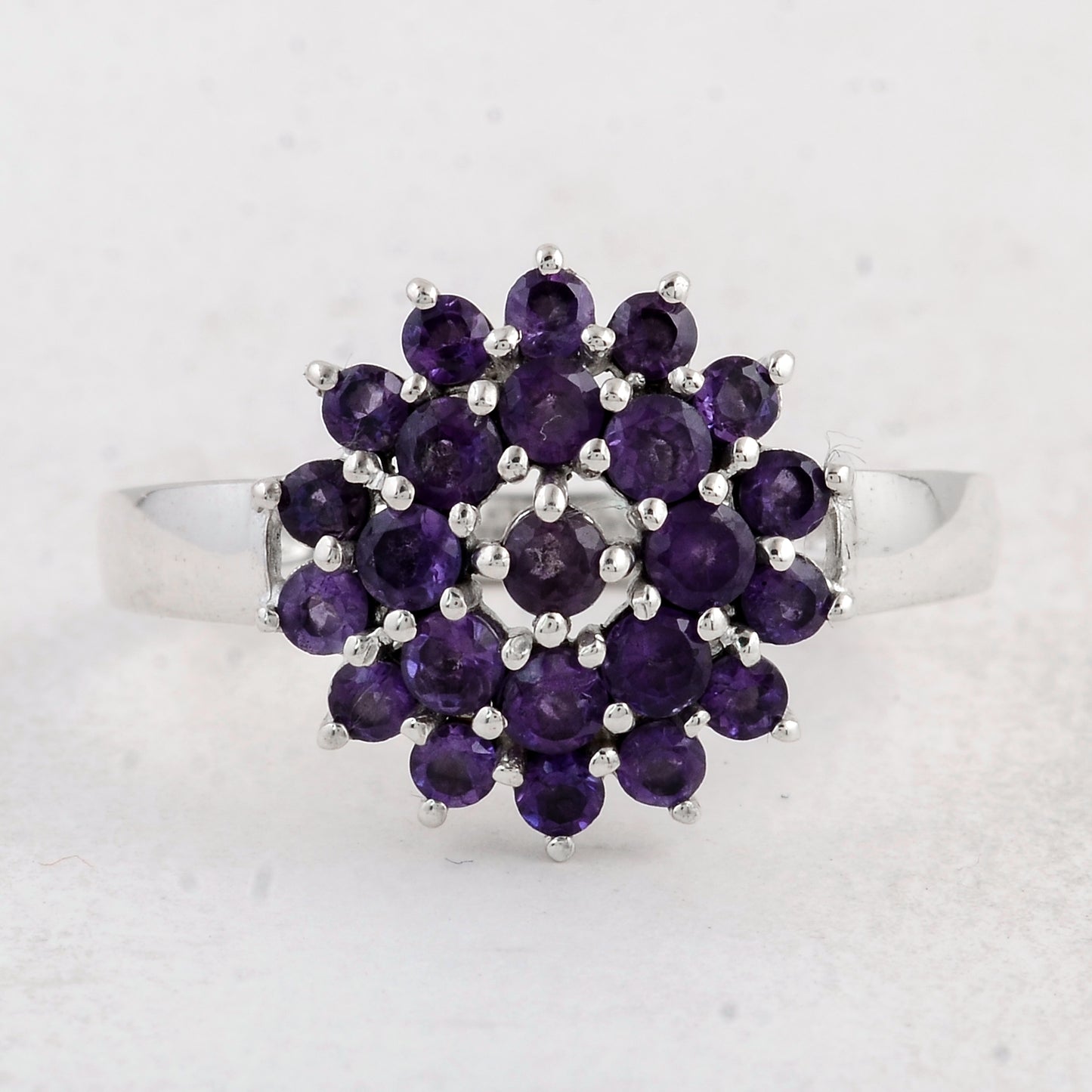 0.97 Ct Round Amethyst 925 Sterling Silver Ring