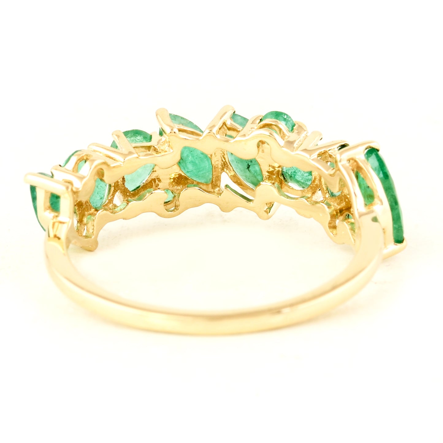 1.67 Carat Marquise Mixed Cut Natural Beryl Emerald 14K Gold Ring