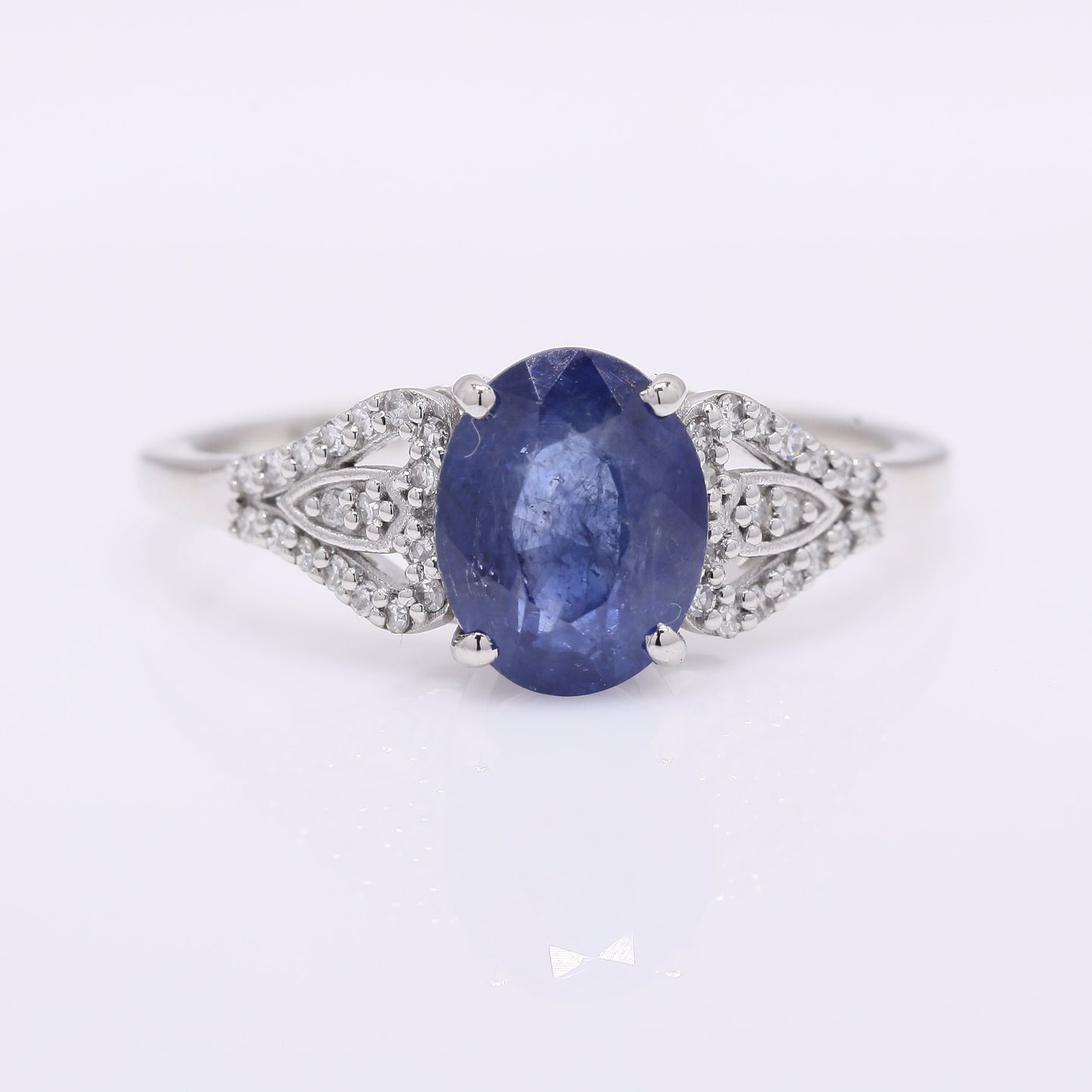 2.20 Ct Oval Mixed Cut Natural Sapphire 950 Platinum Ring