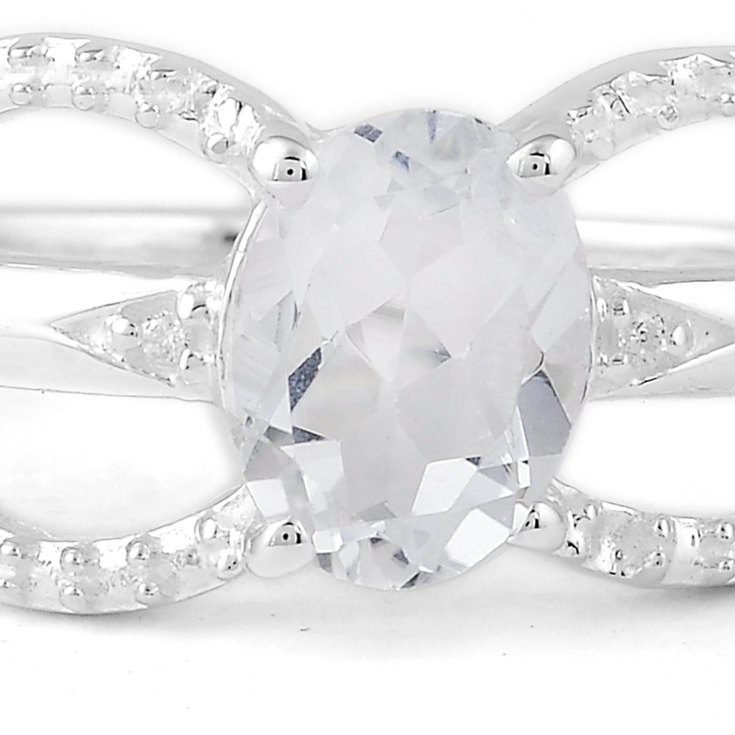 1.99 Ct Oval White Topaz, Cubic Zirconia 925 Sterling Silver Ring