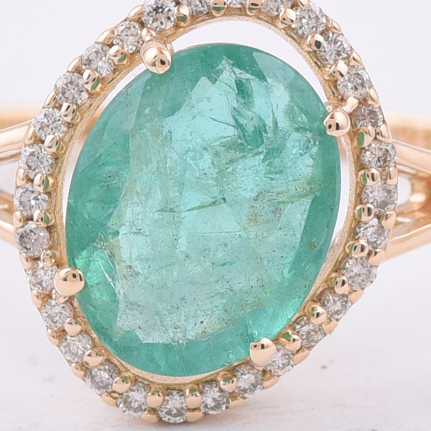 1.70 Ct Oval Natural Emerald 14K Gold Ring