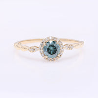 0.54 Ct Round Blue Diamond 14K Gold Ring