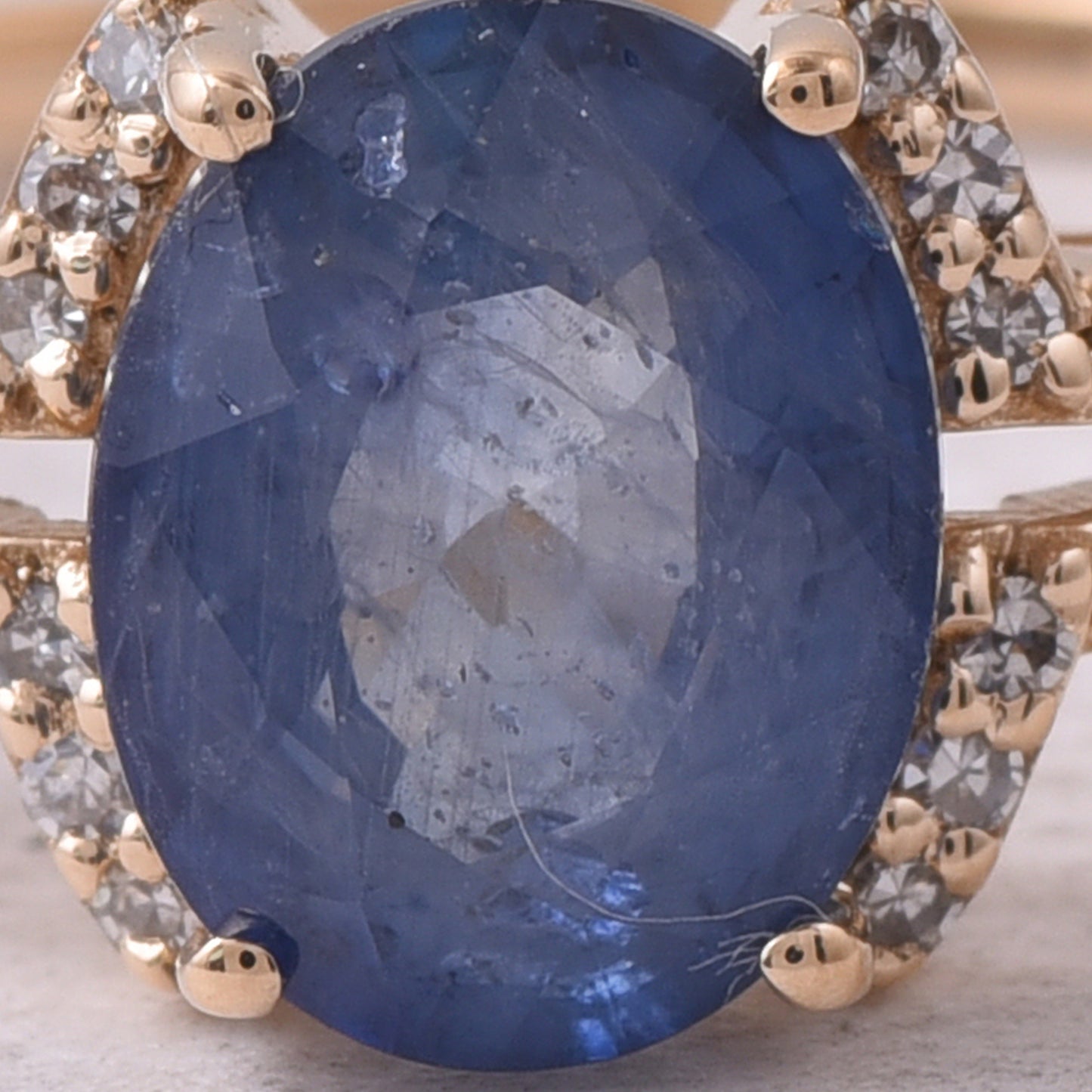 1.84 Ct Oval Mixed Cut Natural Sapphire 14K Gold Ring