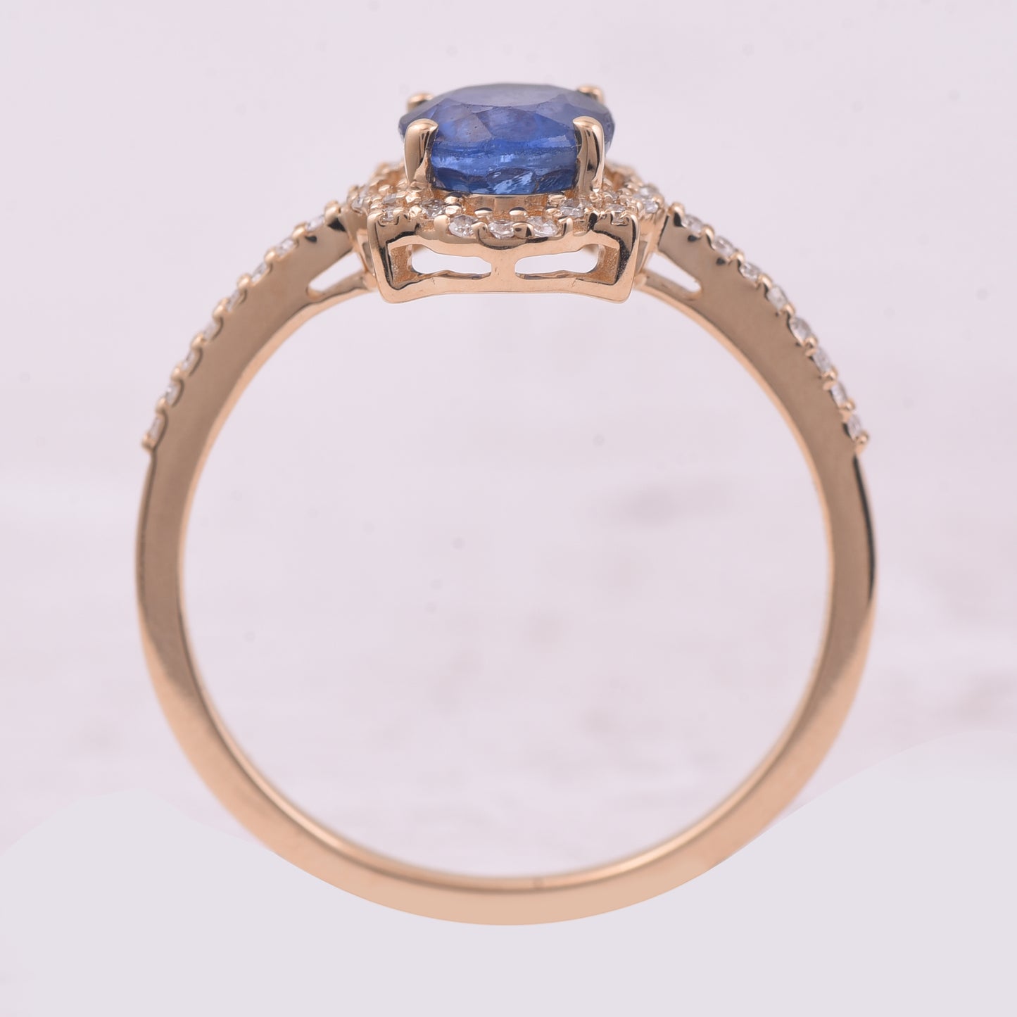 1.39 Ct Oval Mixed Cut Natural Sapphire 14K Gold Ring