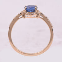 1.39 Ct Oval Mixed Cut Natural Sapphire 14K Gold Ring