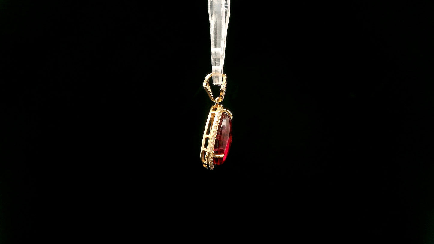 2.38 Ct Pear Natural Tourmaline 14K Gold Pendant