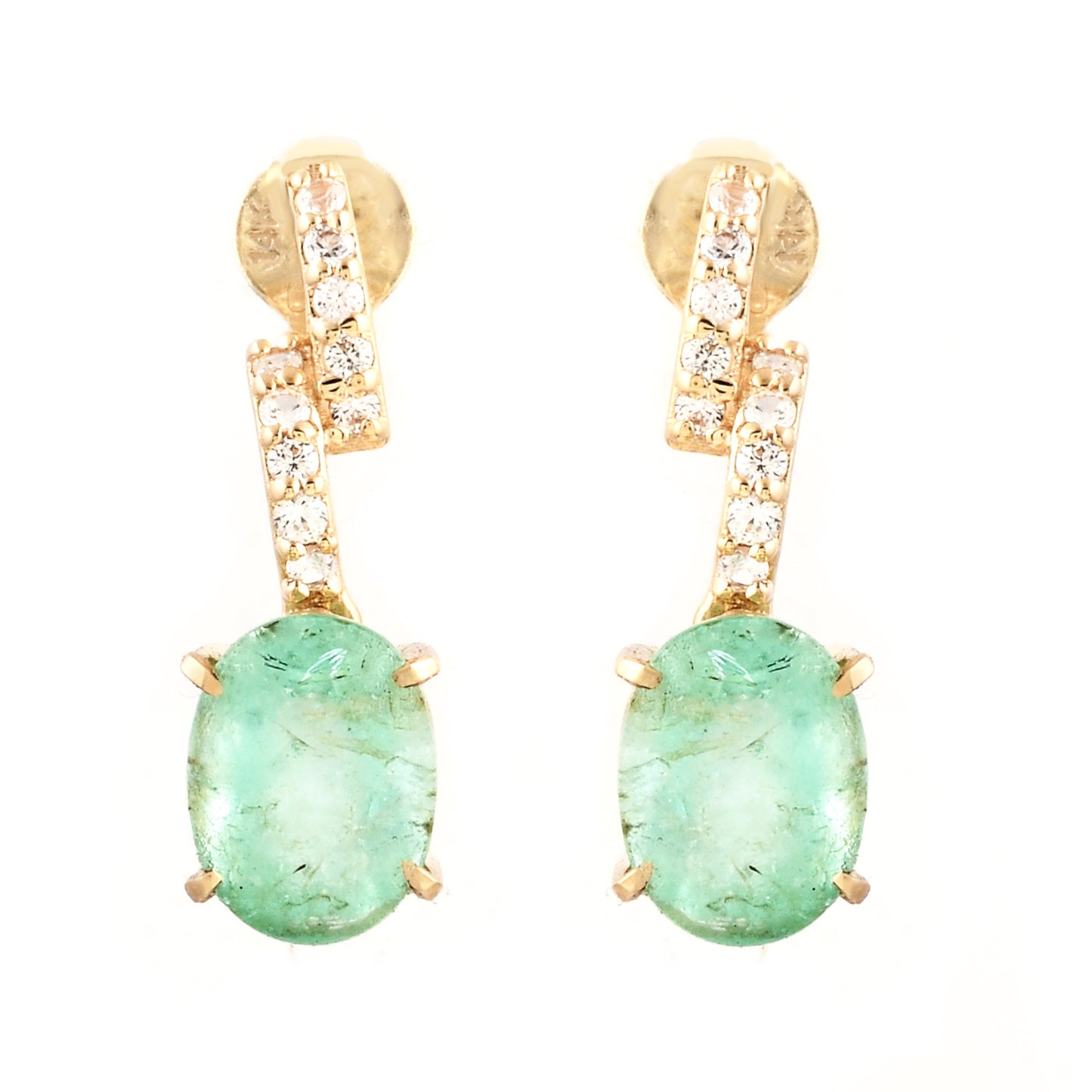 3.27 Ct Oval Emerald 14K Gold Earrings