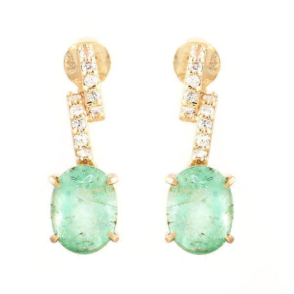 3.27 Ct Oval Emerald 14K Gold Earrings