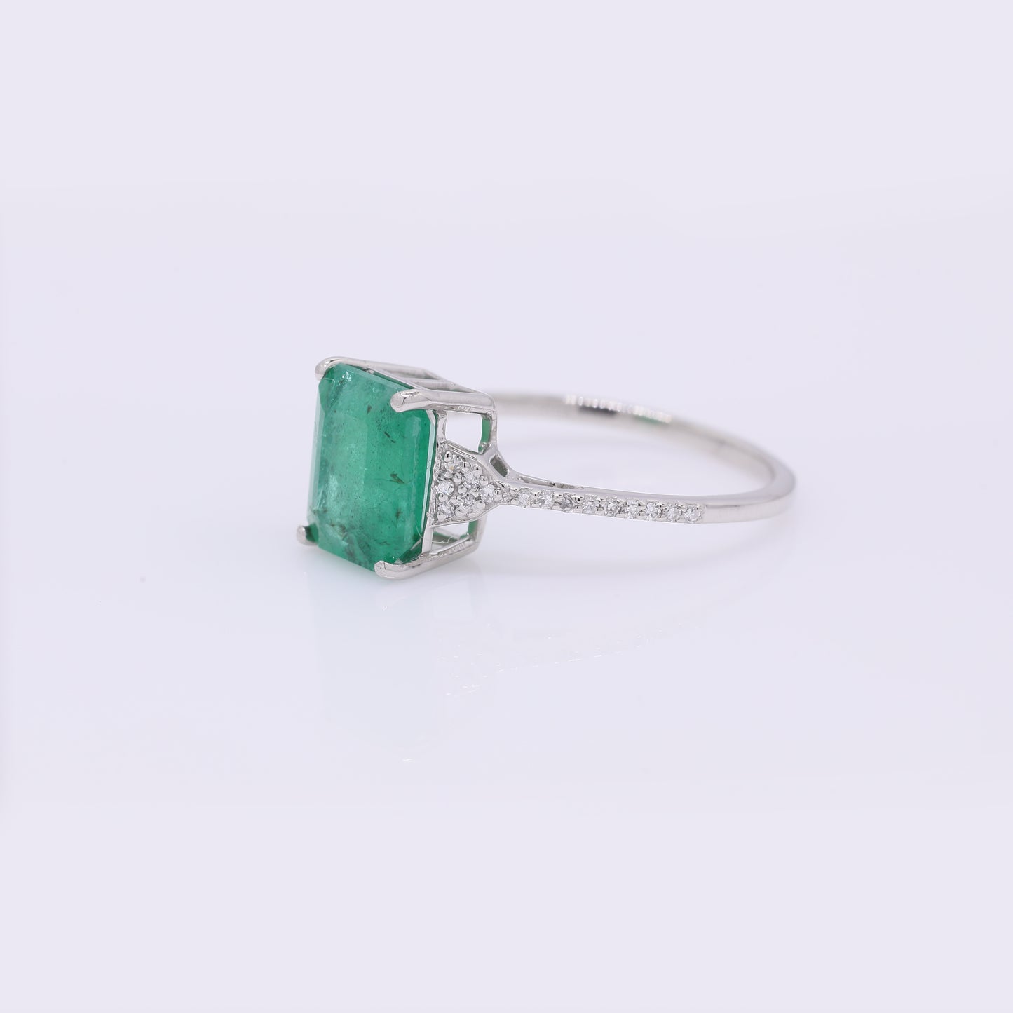 2.84 Ct Octagon Step Cut Natural Emerald 950 Platinum Ring