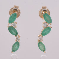 1.17 Ct Marquise Natural Emerald 14K Gold Earrings