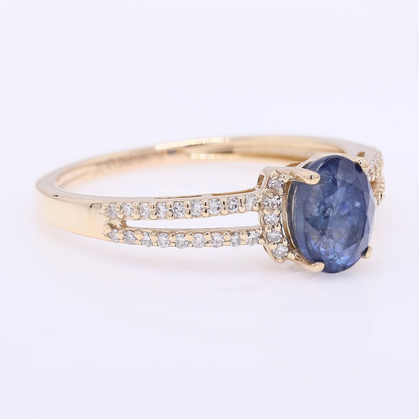 1.44 Ct Oval Mixed Cut Natural Sapphire 14K Gold Ring