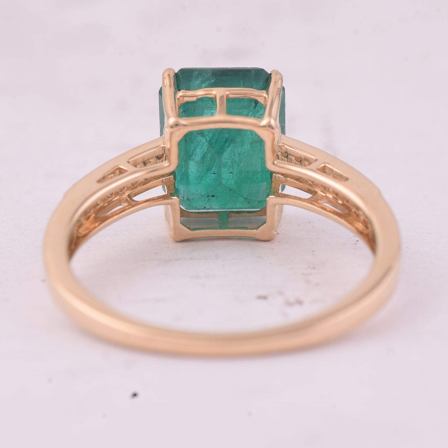2.91 Ct Octagon Step Cut Natural Emerald 14K Gold Ring