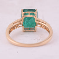2.91 Ct Octagon Step Cut Natural Emerald 14K Gold Ring